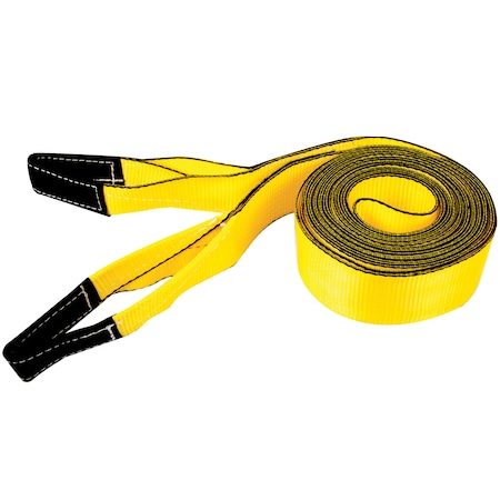 Erickson 4"X30Ft 20,000 lb Tow Strap Yel w/ Blk Wear Material in Loops Bulk 59705